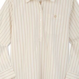 Elegant White and Cream  Striped Women's Blouse